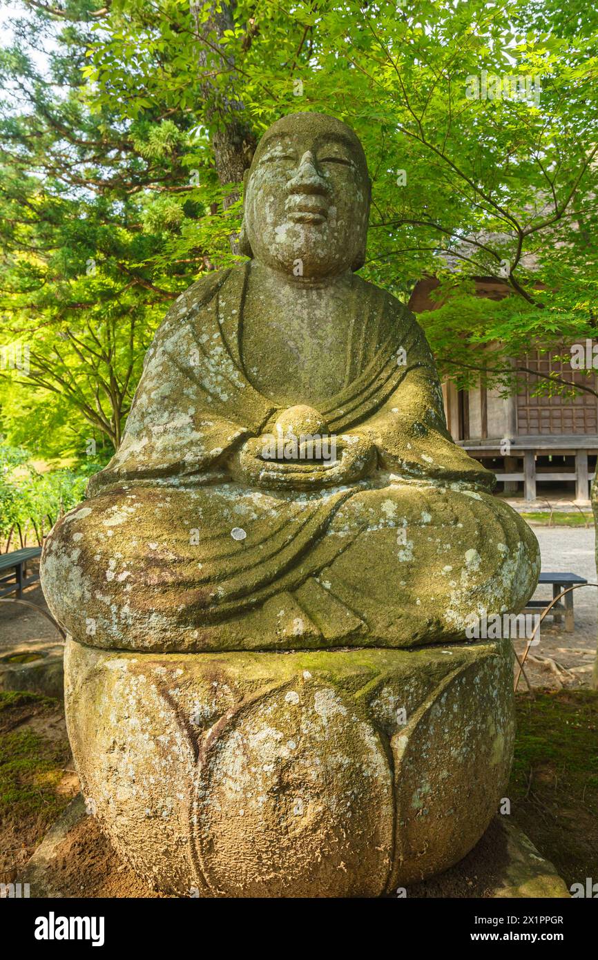 Hiraizumi, Motsuji-Tempel, Steinstatue des Mönchs, Zizo bosatsu, Hiraizumi-Stadt, Iwate, Tohoku, Japan, Ostasien, Asien Stockfoto