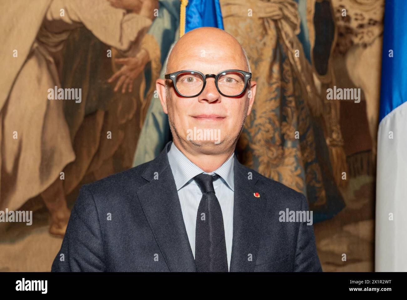 Edouard Philippe nimmt am 18. April 2024 im französischen Konsulat in New York am 500. Jahrestag der Entdeckung der New Yorker Bucht durch Verrazzano Teil Stockfoto