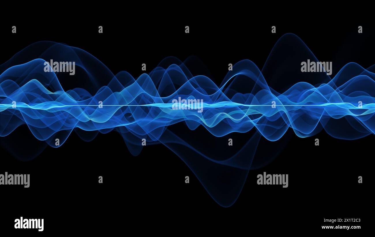 Abstrakte blaue Wellen. Schwingung. Audiowellenform. Visualisierung futuristischer Wellen. Stockfoto