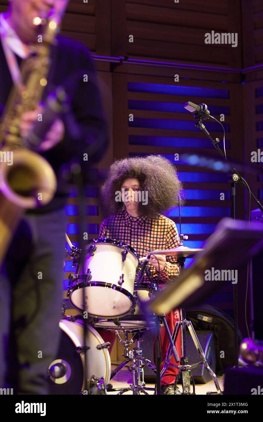 Ein Archiv mit Sound-Check- und Performance-Bildern von Jazzmusikern in Großbritannien und Europa Stockfoto