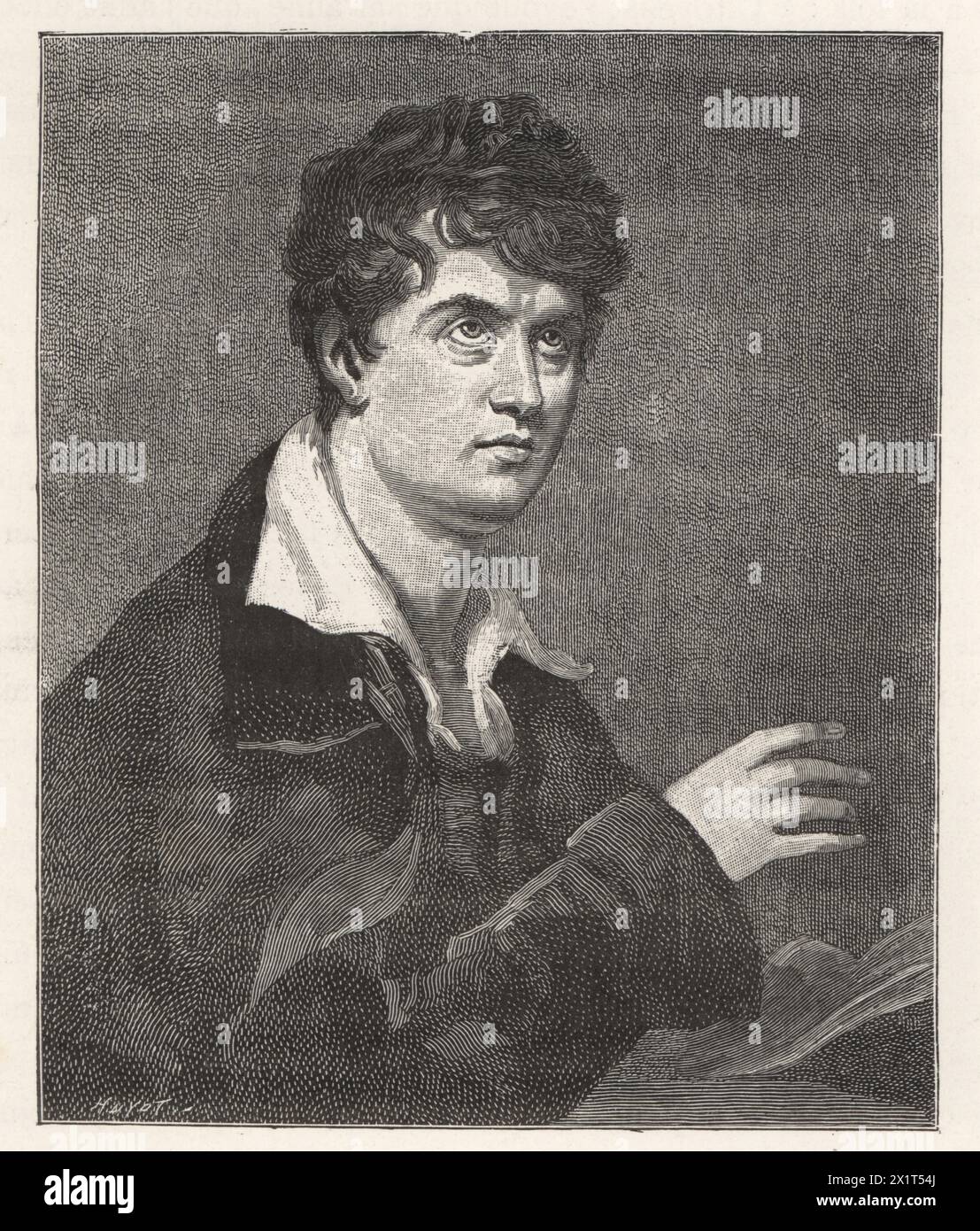 Der französische Schauspieler Joseph Talma, 1763–1826. Freund von Danton, Napoleon und anderen Persönlichkeiten der Französischen Revolution. Holzschnitt von Huyot nach dem Porträt von Francois Gérard aus Paul Lacroix' Direktoire, Consulat et Empire, (Verzeichnis, Konsulat und Empire), Paris, 1884. Stockfoto