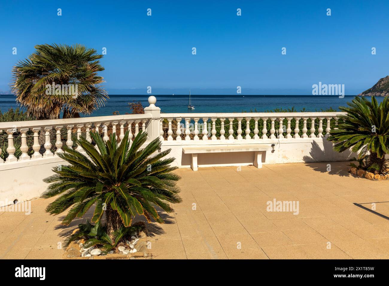 Terrasse in Betlem, Insel Mallorca, Spanien Stockfoto
