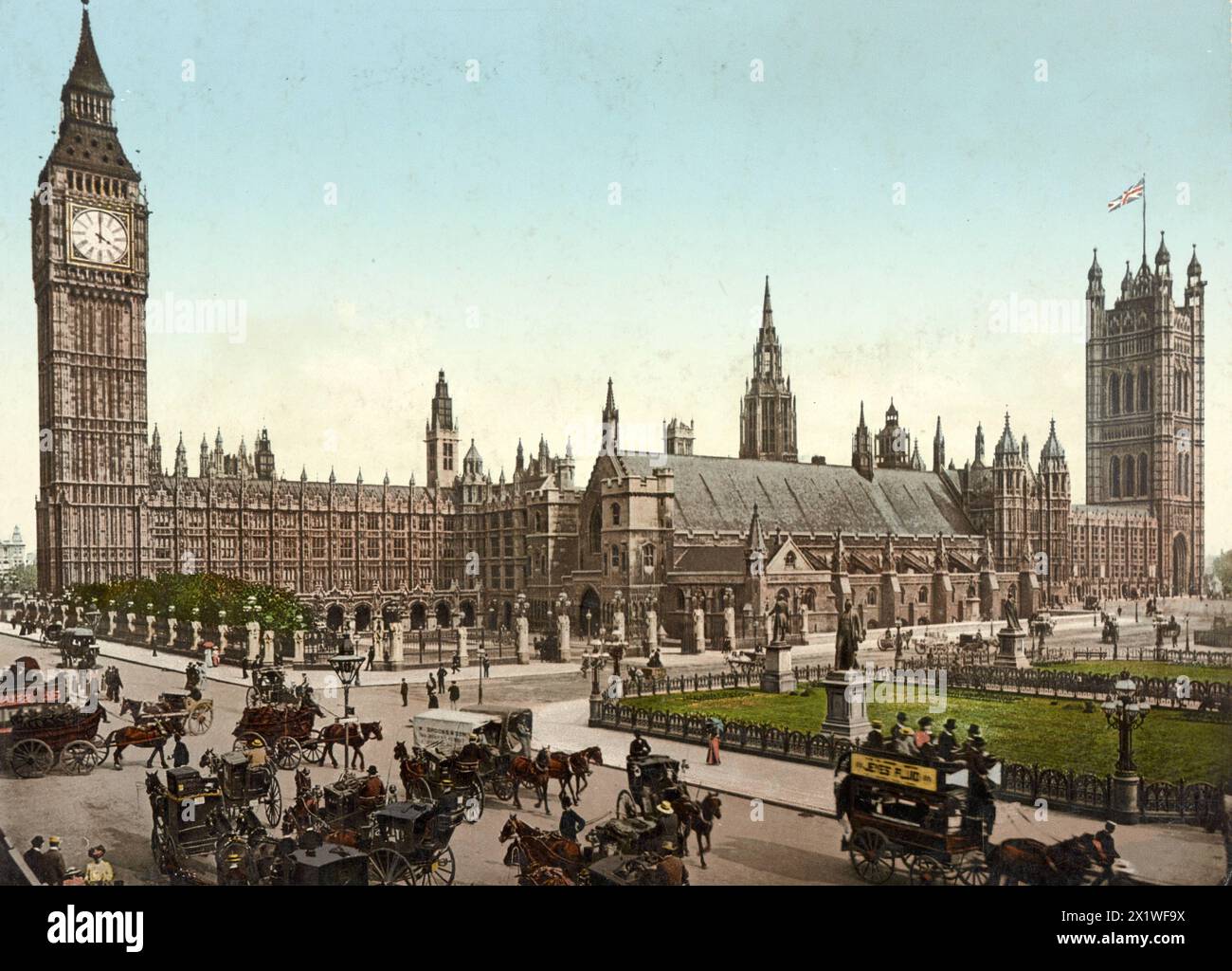 Houses of Parliament, Palace of Westminster mit dem Elzabeth Tower, London, England, um 1890, Historisch, digitale restaurierte Reproduktion von einer Stockfoto