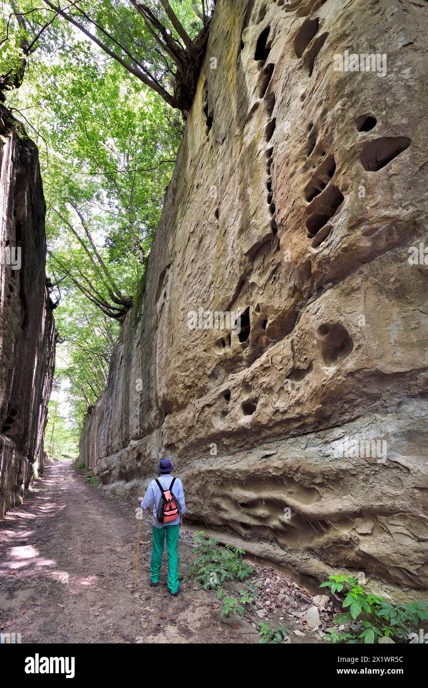 Split Stone von Tallcano. Acquasanta Terme. Marken. Italien Stockfoto