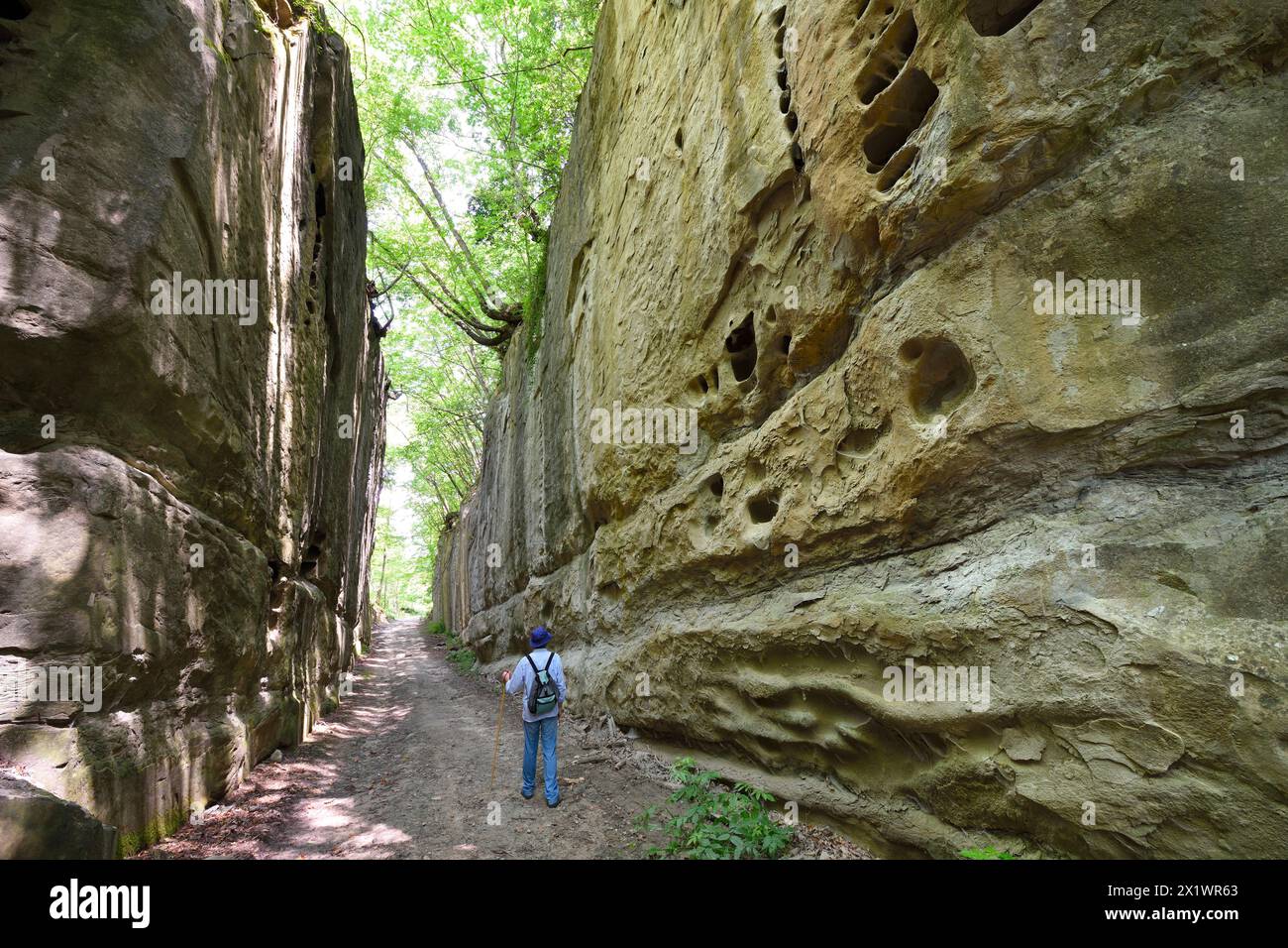 Split Stone von Tallcano. Acquasanta Terme. Marken. Italien Stockfoto