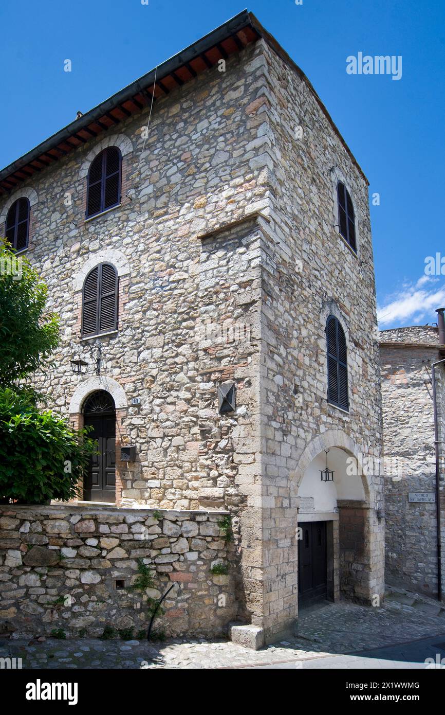 Haus von Erasmo da Narni, bekannt als Gattamelatai. Narni. Umbrien. Italien Stockfoto