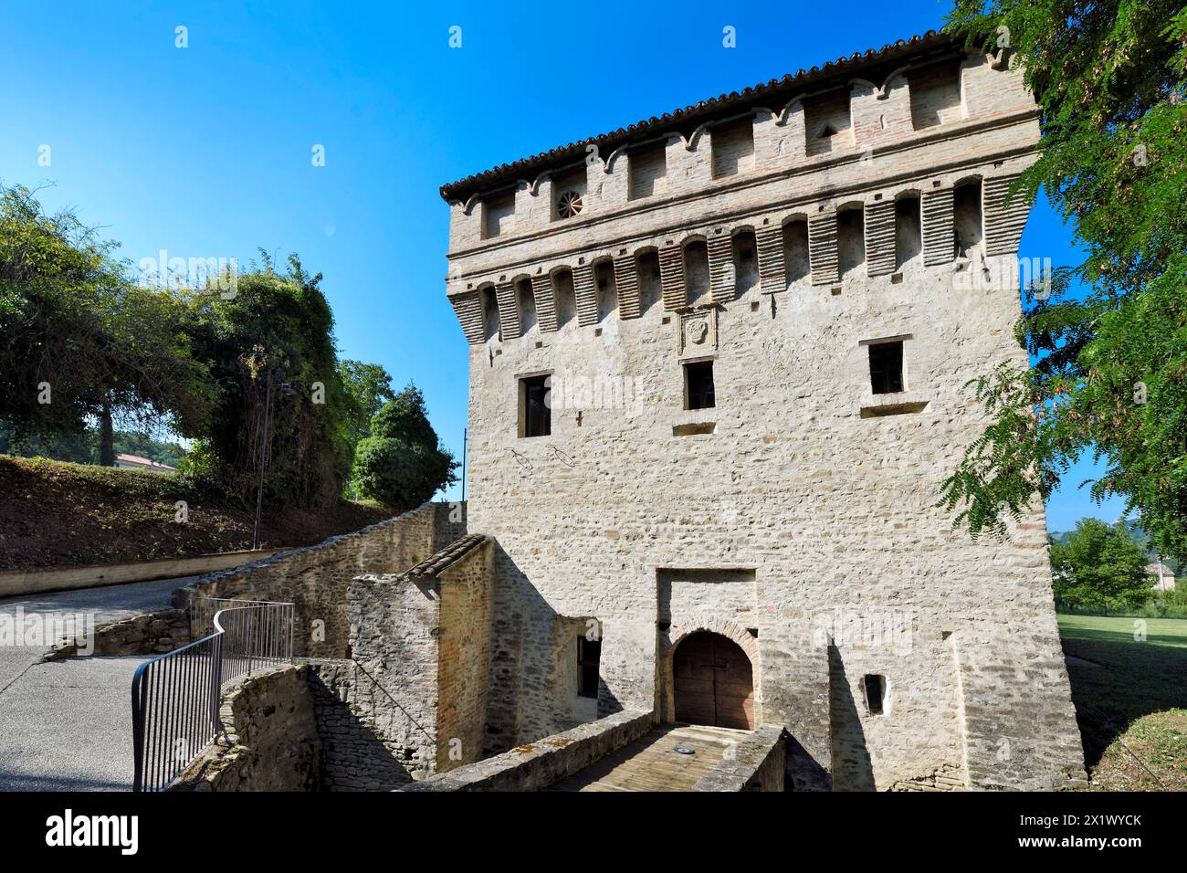 Die Mühle von Papst Sixtus V. Montalto Delle Marche. Marken. Italien Stockfoto