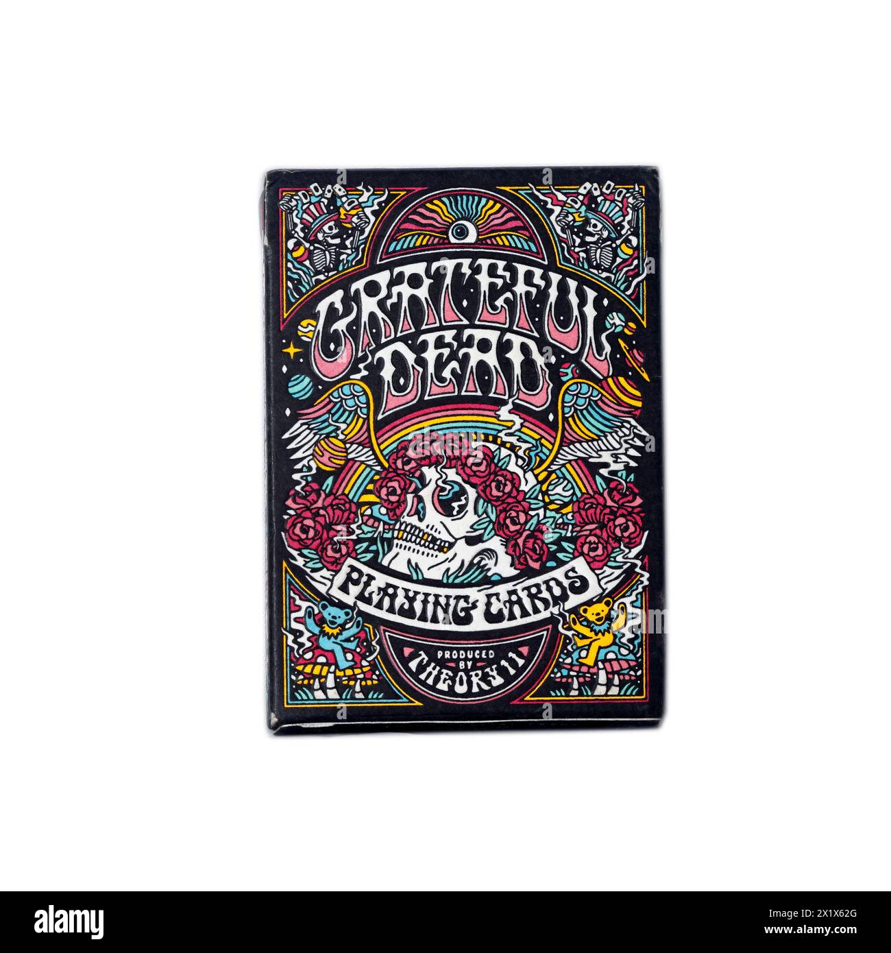 Grateful Dead spielt Karten-Outer Box. Studio auf weißem Hintergrund eingerichtet. Aufgenommen 2024 Stockfoto