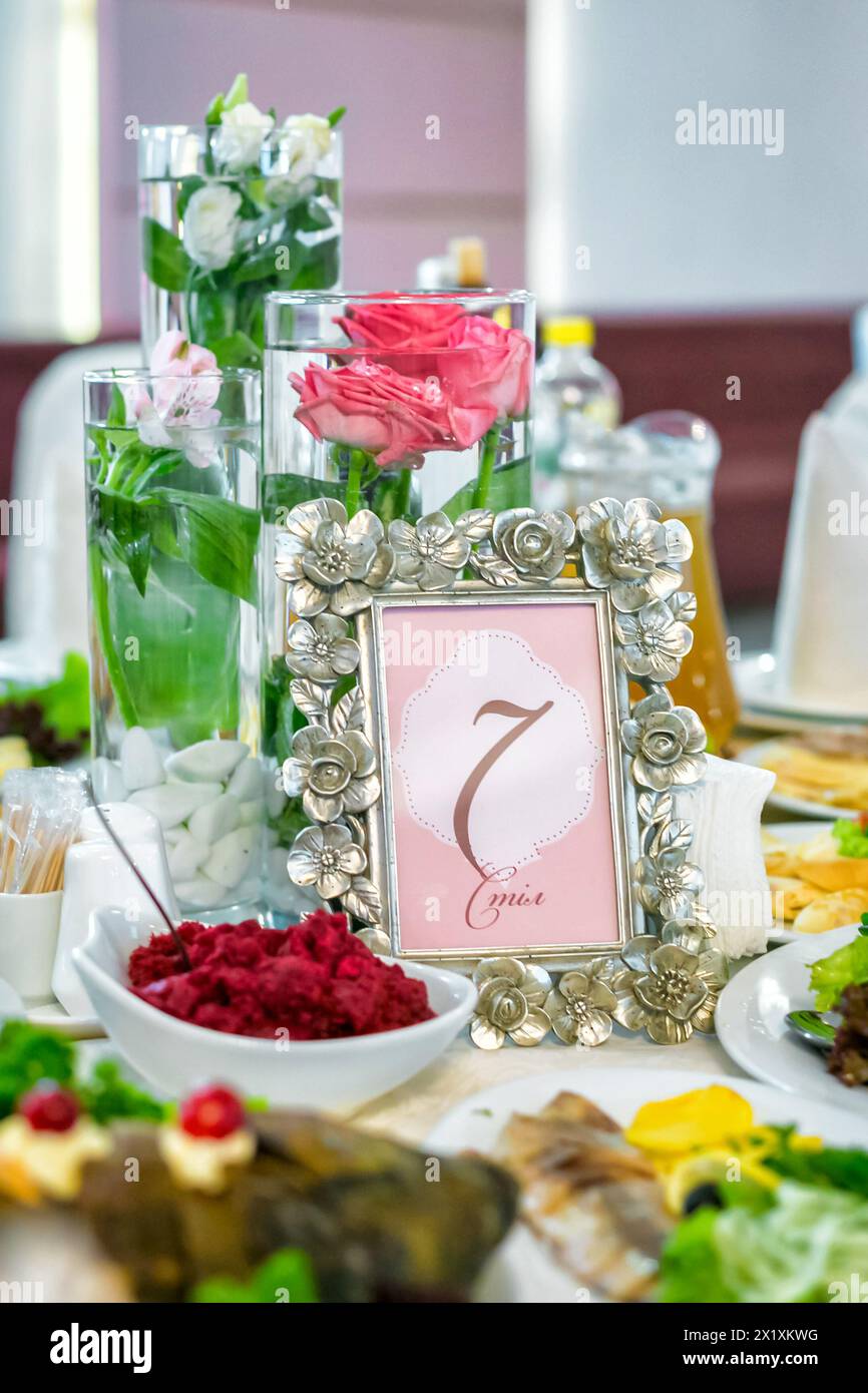 Bankettsaal, Saal für Hochzeit, Dekoration Stockfoto