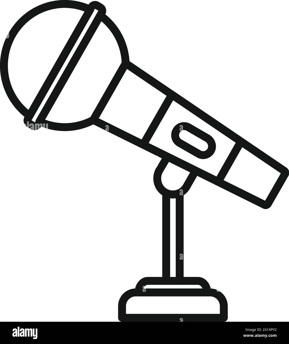 Konturvektor des Desktop-Mikrofonsymbols. Sprachwerkzeug. Tonprüfung der Schulung Stock Vektor