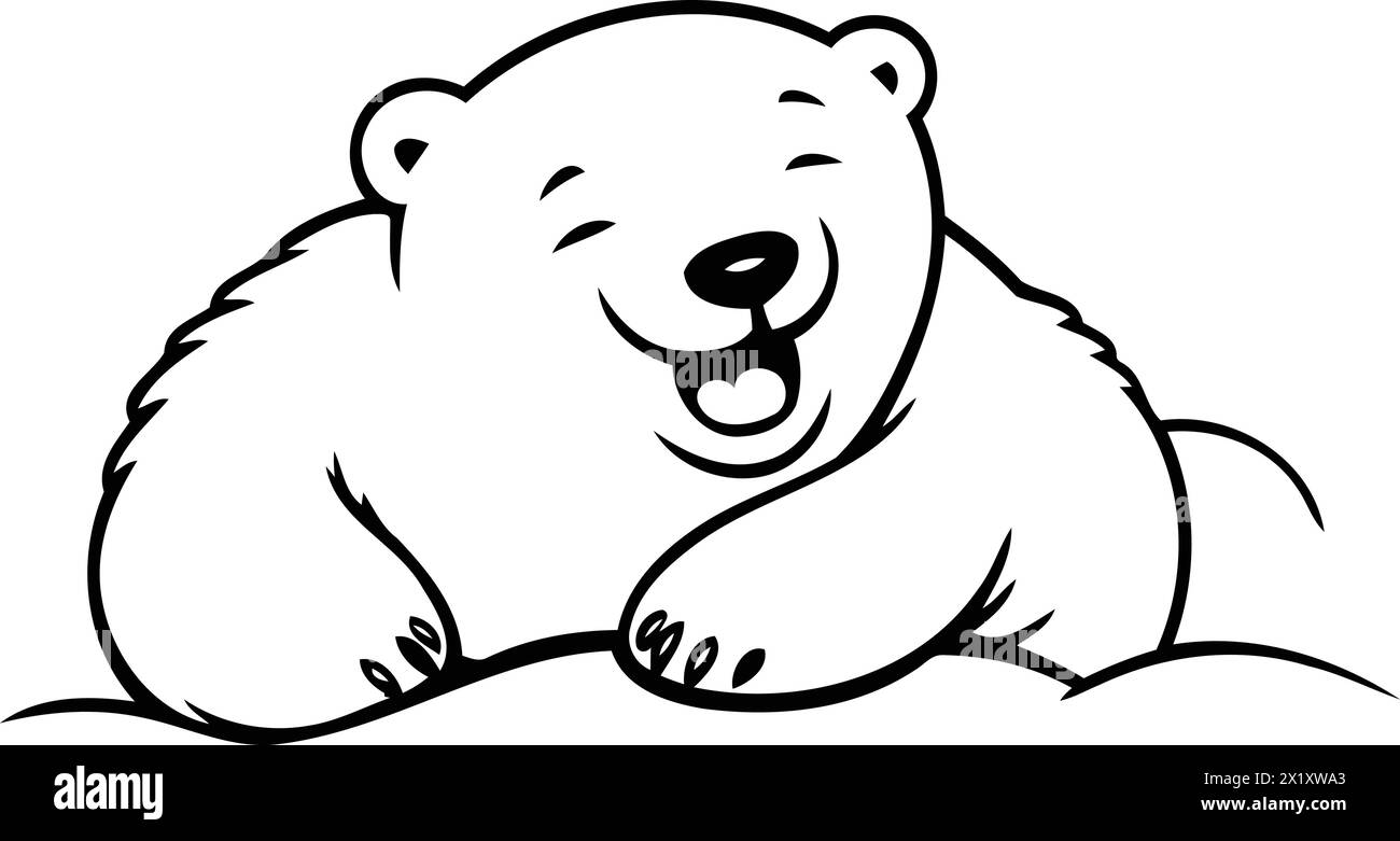 Vektor-Illustration eines niedlichen weißen Eisbären, der auf dem Eis liegt. Stock Vektor