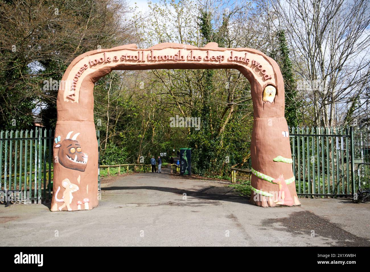 Eintritt zum gruffalo Trail colin glen Forest Park West belfast Nordirland großbritannien Stockfoto