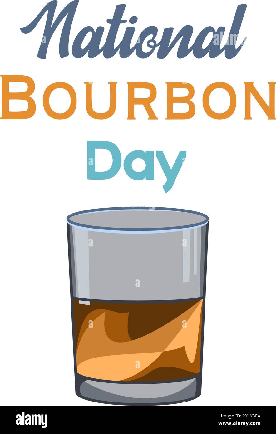 Nationale Bourbon-Tageskarte. Vektor-Illustration mit einem Glas Bourbon Stock Vektor