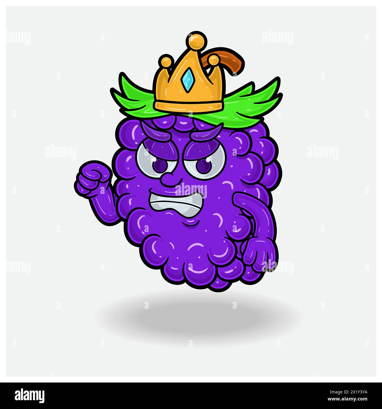 Wütender Ausdruck mit Grape Fruit Crown Maskottchen-Zeichentrick. Vektorabbildungen Stock Vektor