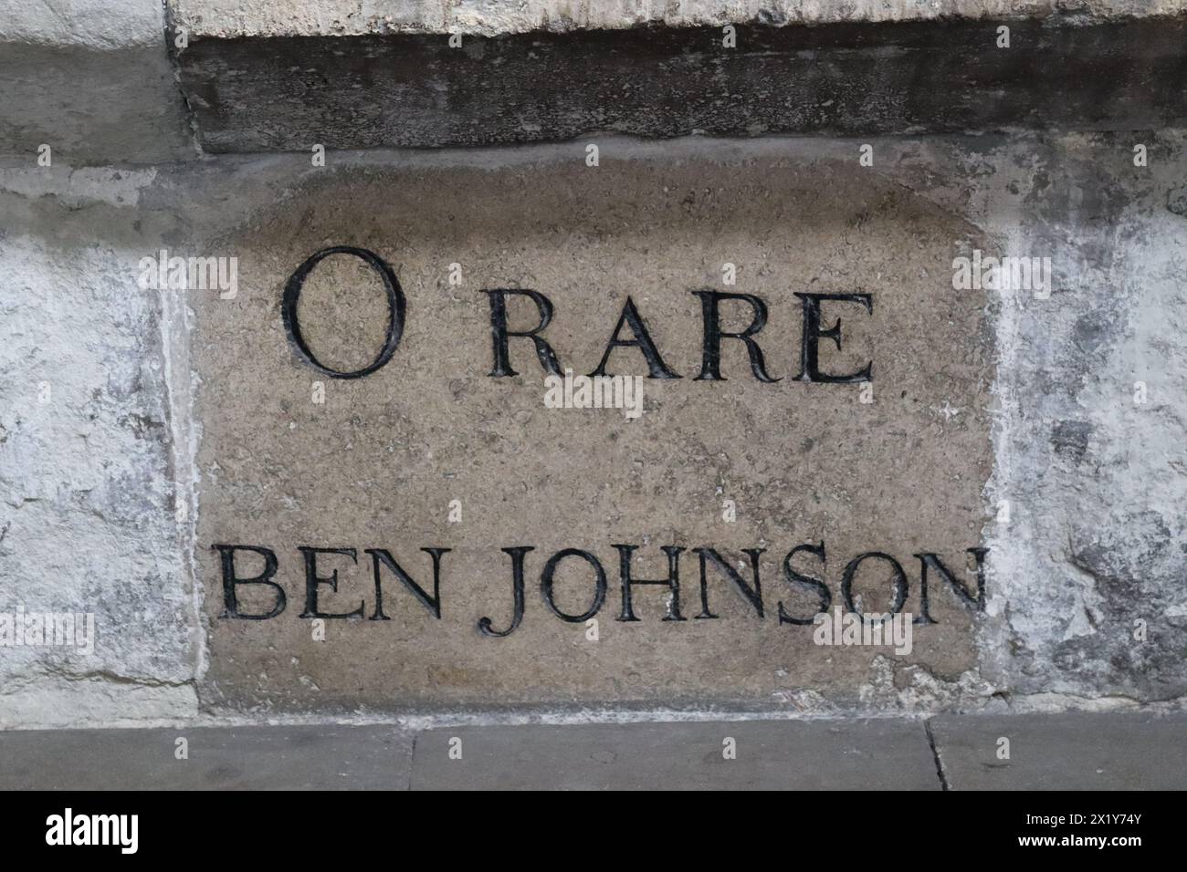 O seltene Ben Johnson-Plakette, Westminster Abbey Stockfoto