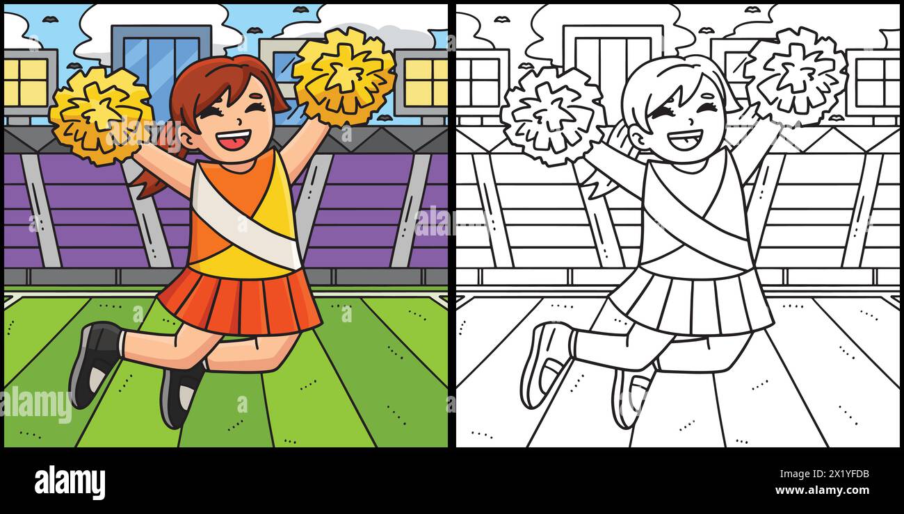 Cheerleading-Mädchen-Cheerleader-Springillustration Stock Vektor