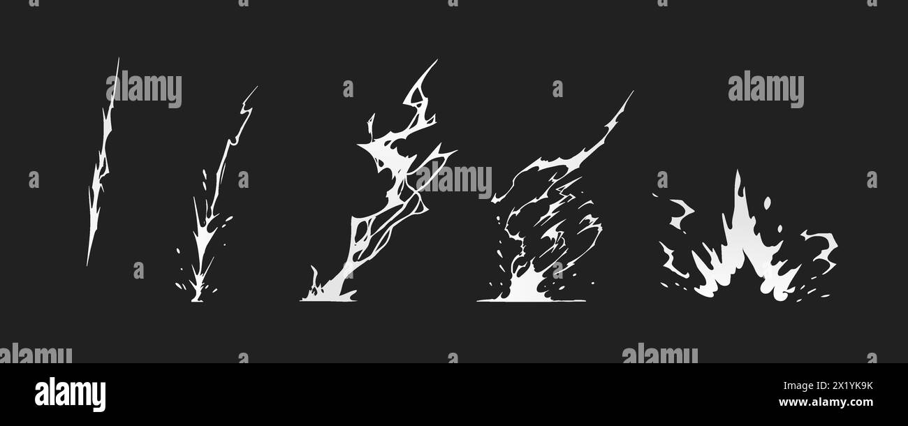 Blitzschlag Silhouetten Sequenzvektor-Illustration. Stock Vektor