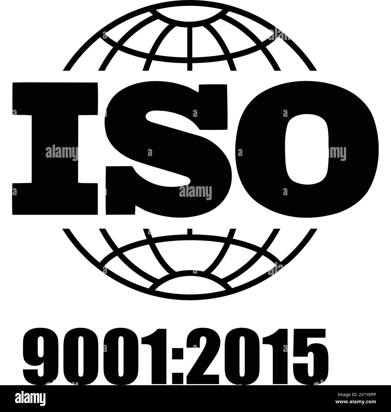 Zertifiziertes Unternehmenszertifikat ISO 9001:2015 Schwarzer Vektor, Qualitätszertifikat, iso-Kennzeichnung Stock Vektor