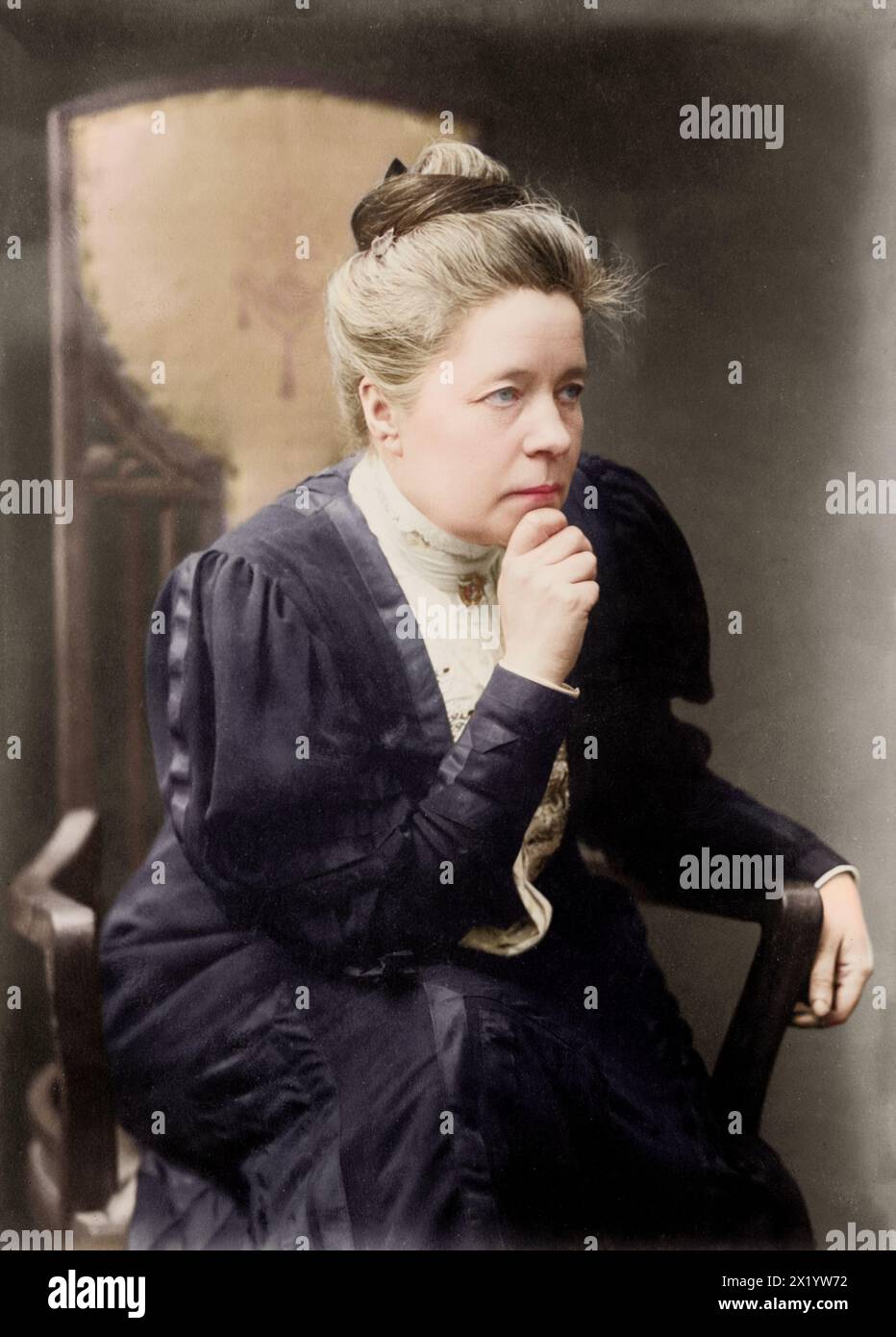 Porträt der Schriftstellerin Selma Lagerlöf. Jahr: 1907. Alter 49. Fotograf: Göteborg Aron Jonason. Stockfoto