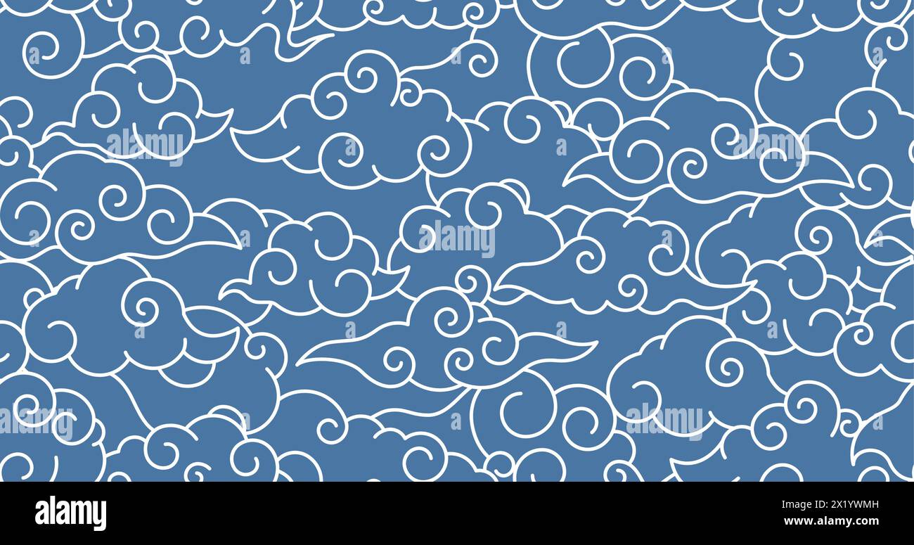 Nahtloser Hintergrund mit Wolken im chinesischen Stil, bewölktes Himmelmuster, Vektor Stock Vektor
