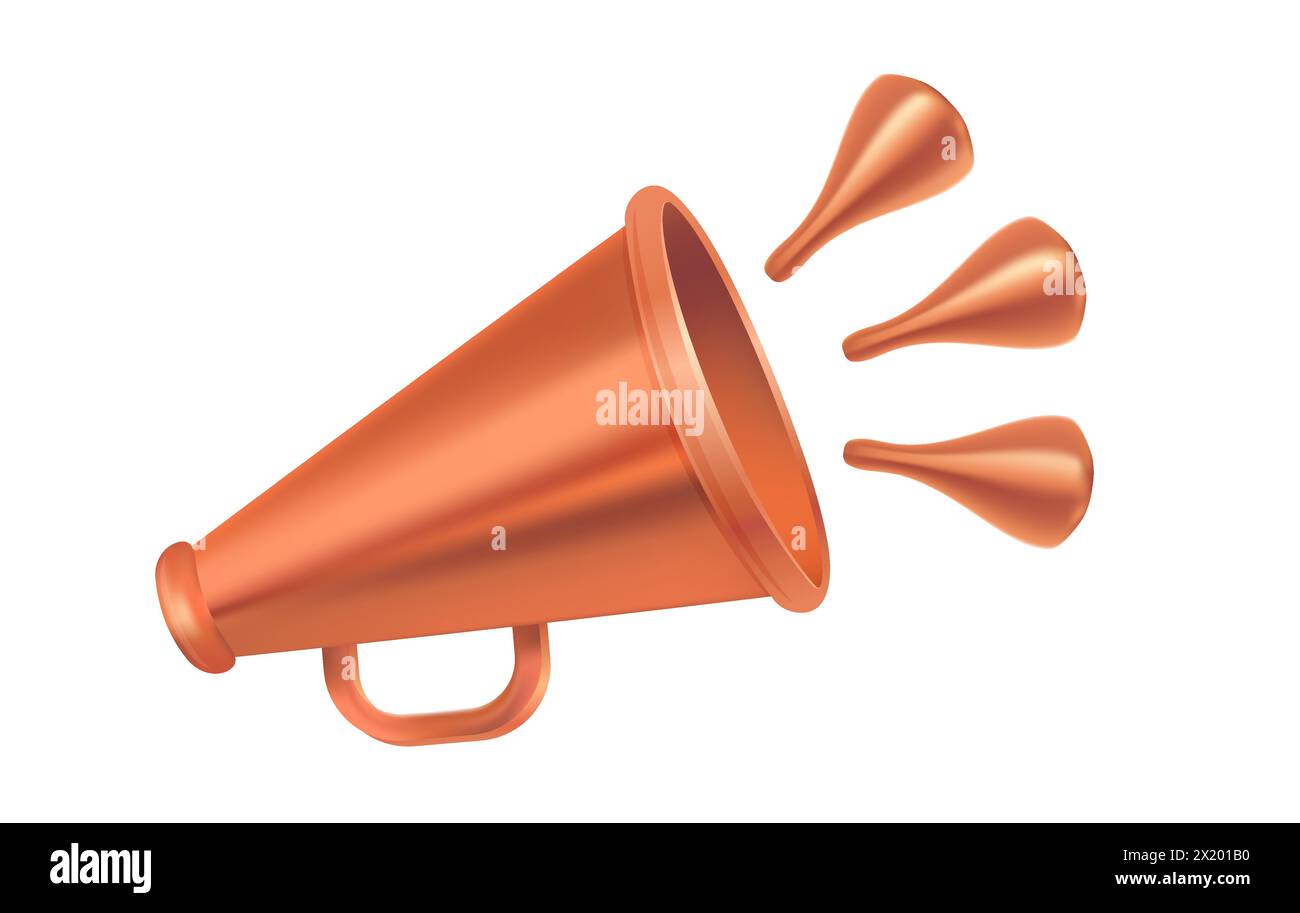 Vektor-Ikone von Vintage Bronze Megaphon für gefälschte, aktuelle Nachrichten oder Verkauf. Vektor-Retro-Metallic-Megaphon auf isoliertem Hintergrund. Stock Vektor
