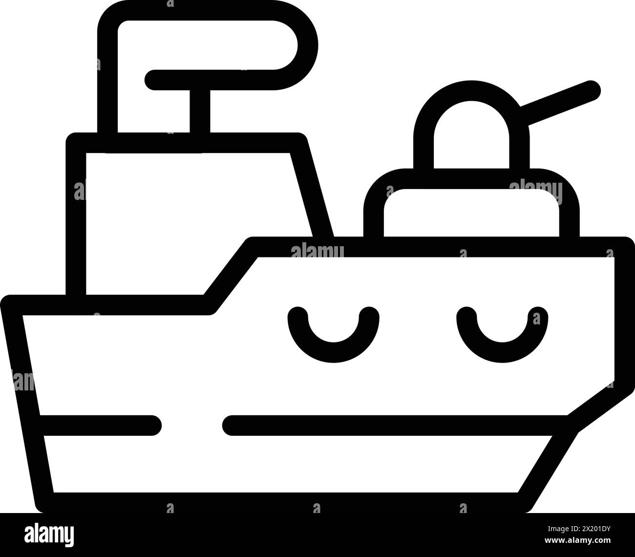 Marinekriegsschiff-Symbol-Umrissvektor. Kampfboot. Verteidigungsschiff Stock Vektor