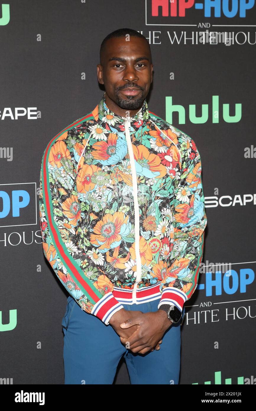 New York, Usa. April 2024. Deray McKesson während der New Yorker Premiere von „Hip-Hop and the White House“ im Metrograph in New York, NY (Foto: Udo Salters Photography/SIPA USA). Quelle: SIPA USA/Alamy Live News Stockfoto
