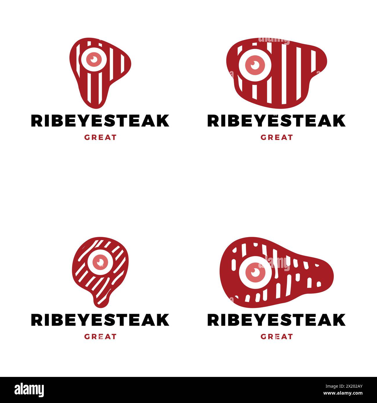 Set von Ribeye Steak Icon Logo Design Vorlage Stock Vektor