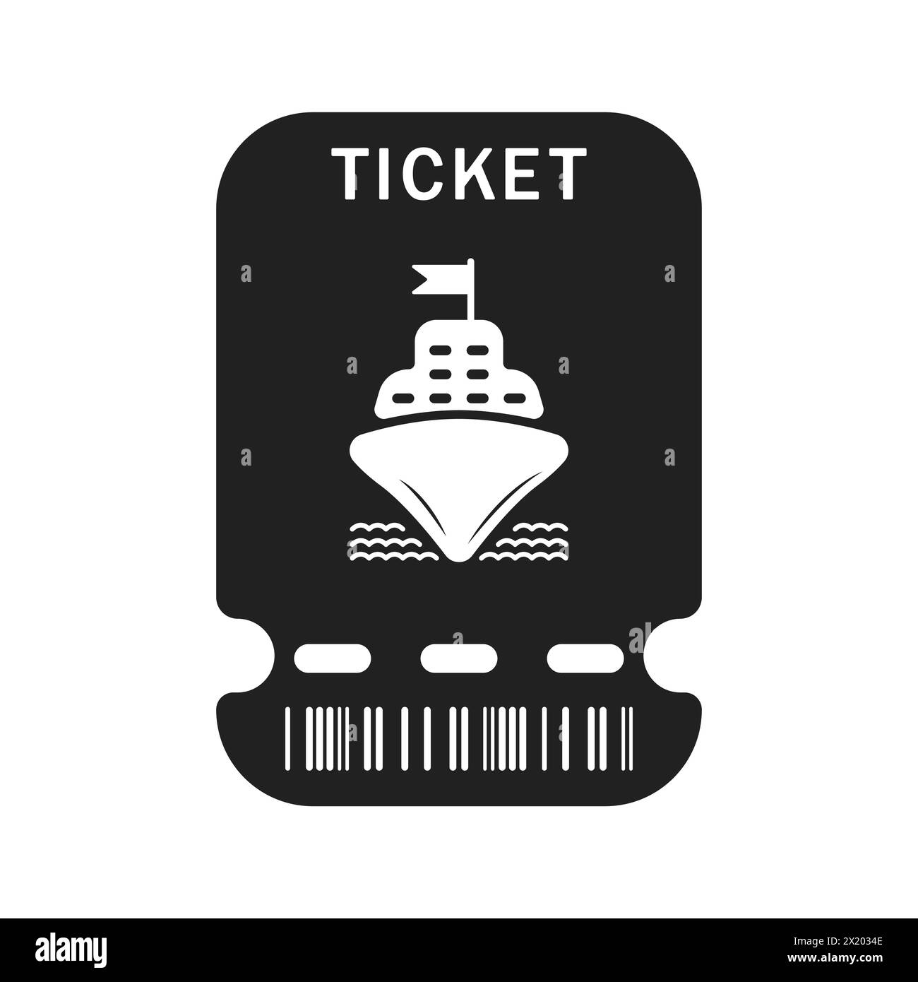 Touristenticket für ein Kreuzfahrtschiff. Buchung eines Tickets für die Reise. Meer, Ozean Ticket Vektor. Schwarzes Symbol für Bordkarte. Passagierregistrierungsdokument, sh Stock Vektor