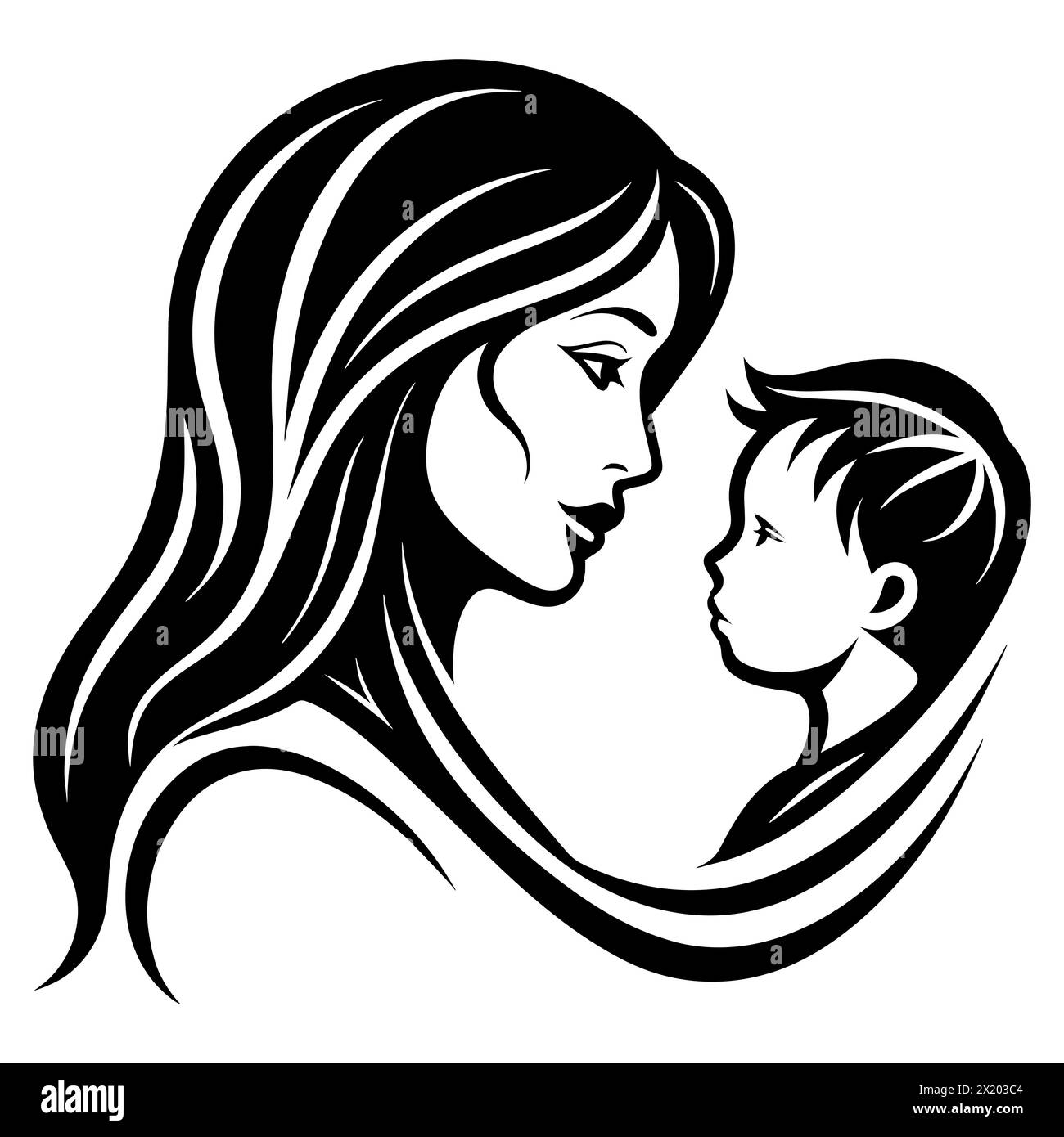 Großartige Kunst im Stil der schwarzen Linie zum Muttertag Stock Vektor