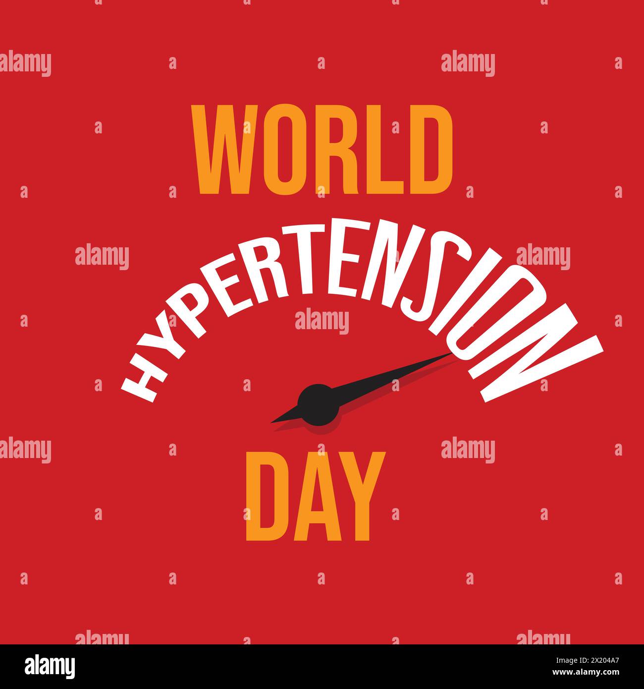 Schablonendesign zum Welthochdruck-Tag mit Impulsgeschwindigkeitsmesser auf rotem Hintergrund. Konzept Des World Hypertension Day. Bluthochdruckbewusstsein b Stock Vektor