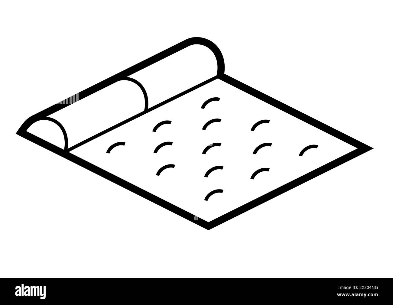 Symbol für Touristenmatratzen. Camping-Ausrüstung für unterwegs, um im Freien zu überleben. Stock Vektor