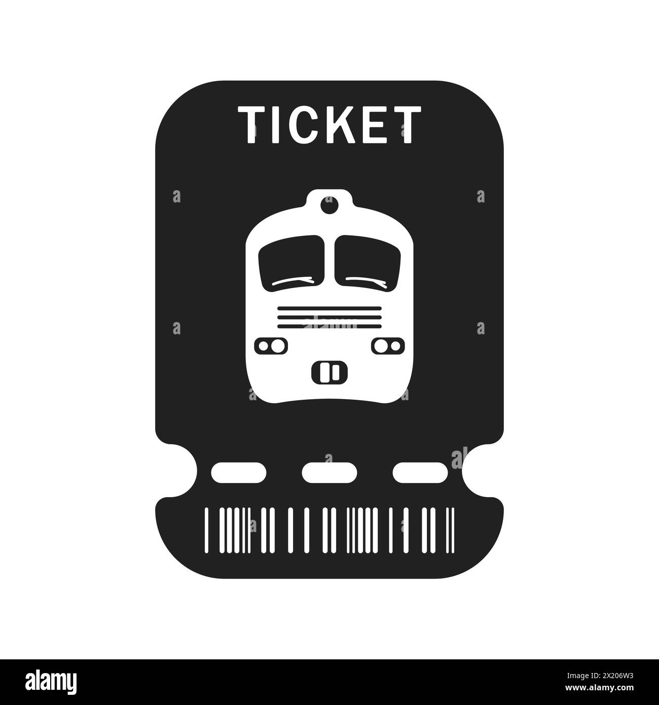 Vektor für Bahntickets. Buchung eines Tickets für die Reise. Zugticket für Touristen. Schwarzes Symbol für Bordkarte. Fahrgastregistrierungsdokument, Zugpass. Stock Vektor