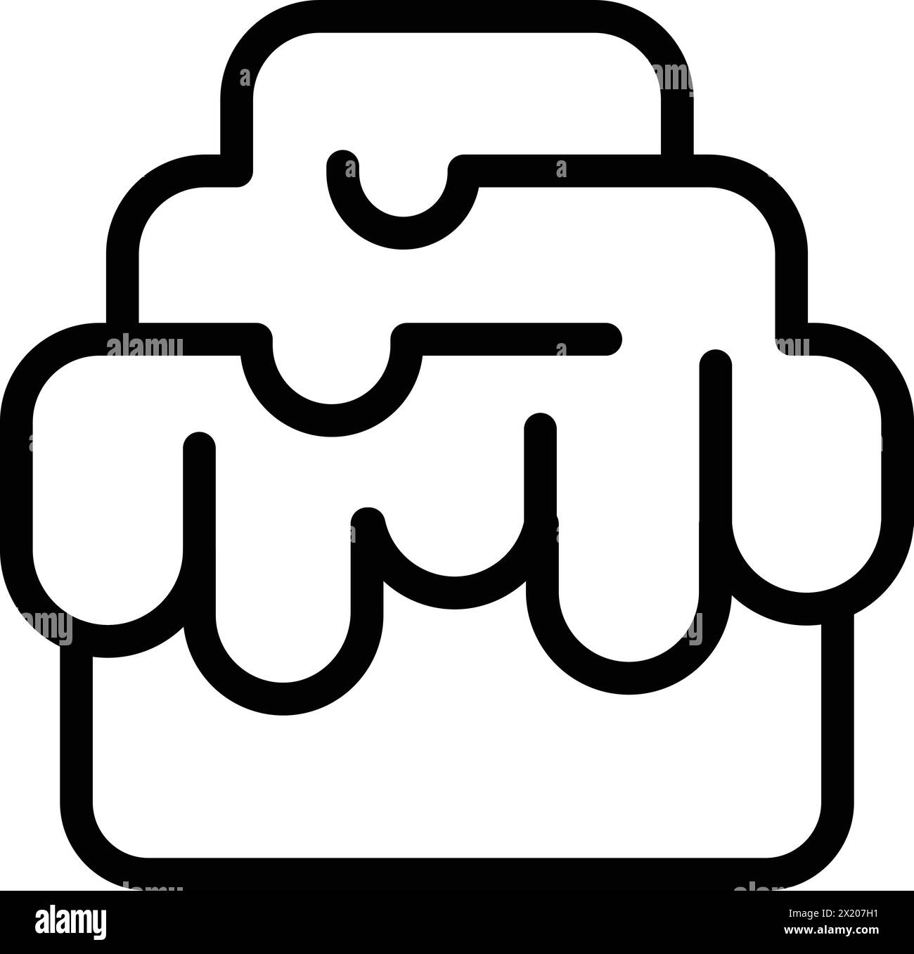 Glasierte Zimt-Brötchen-Icon-Umrissvektor. Frisch gebackene Brötchen. Hausgemachte leckere Leckereien Stock Vektor