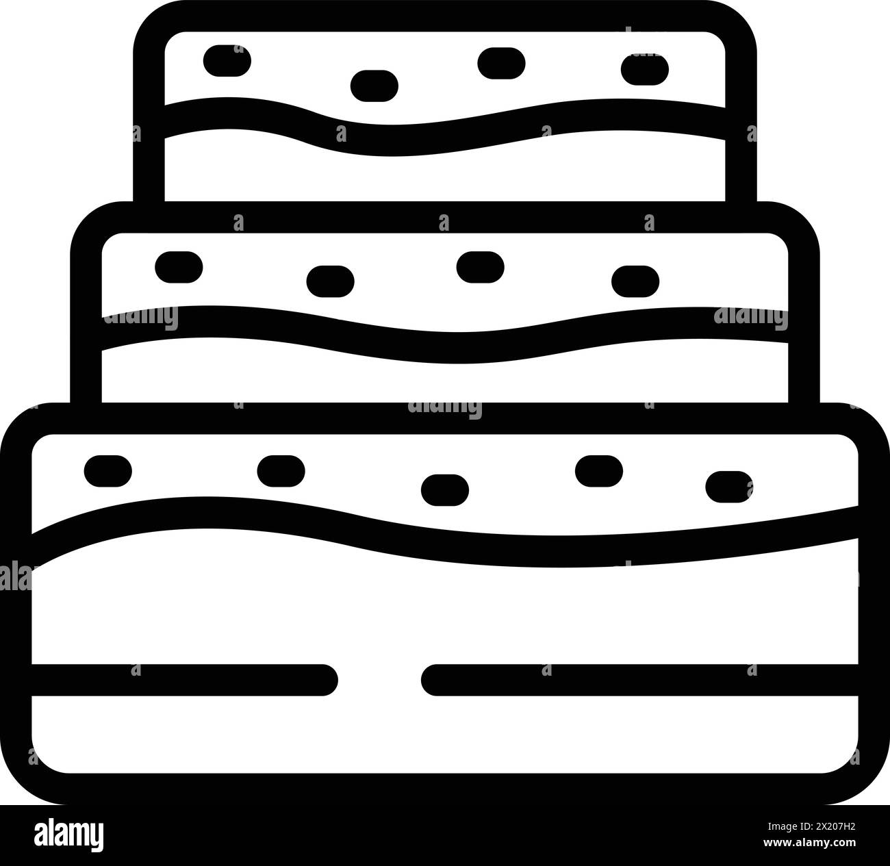 Kuchen Delikatesse Symbol Umrissvektor. Leckerer gebackener Kuchen. Köstliches hausgemachtes Dessert Stock Vektor