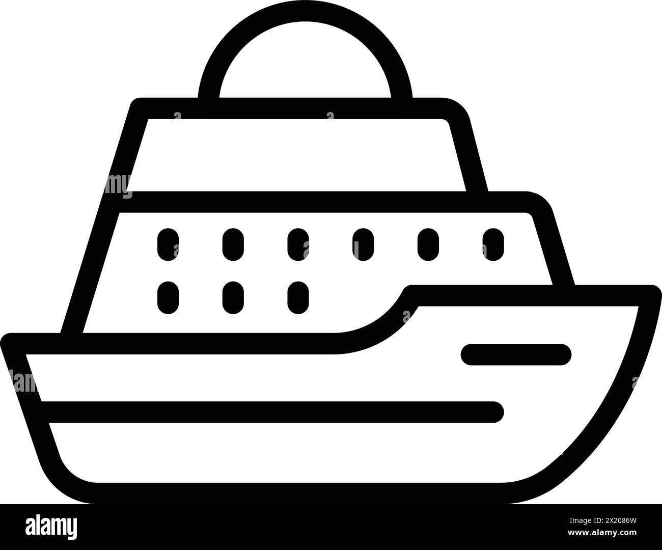 Marinekriegsschiff-Symbol-Umrissvektor. Maritimes Verteidigungsboot. Navy-Zerstörer Stock Vektor