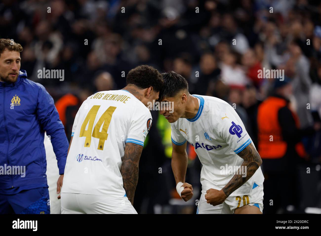 Marseille, Frankreich. April 2024. © PHOTOPQR/LA PROVENCE/SPEICH Frederic ; Marseille ; 19/04/2024 ; Fußball : UEFA Europa League C3 Quart de Finale Retourenspiel Olympique de Marseille OM - SL Benfica au Stade Velodrome Credit: MAXPPP/Alamy Live News Stockfoto