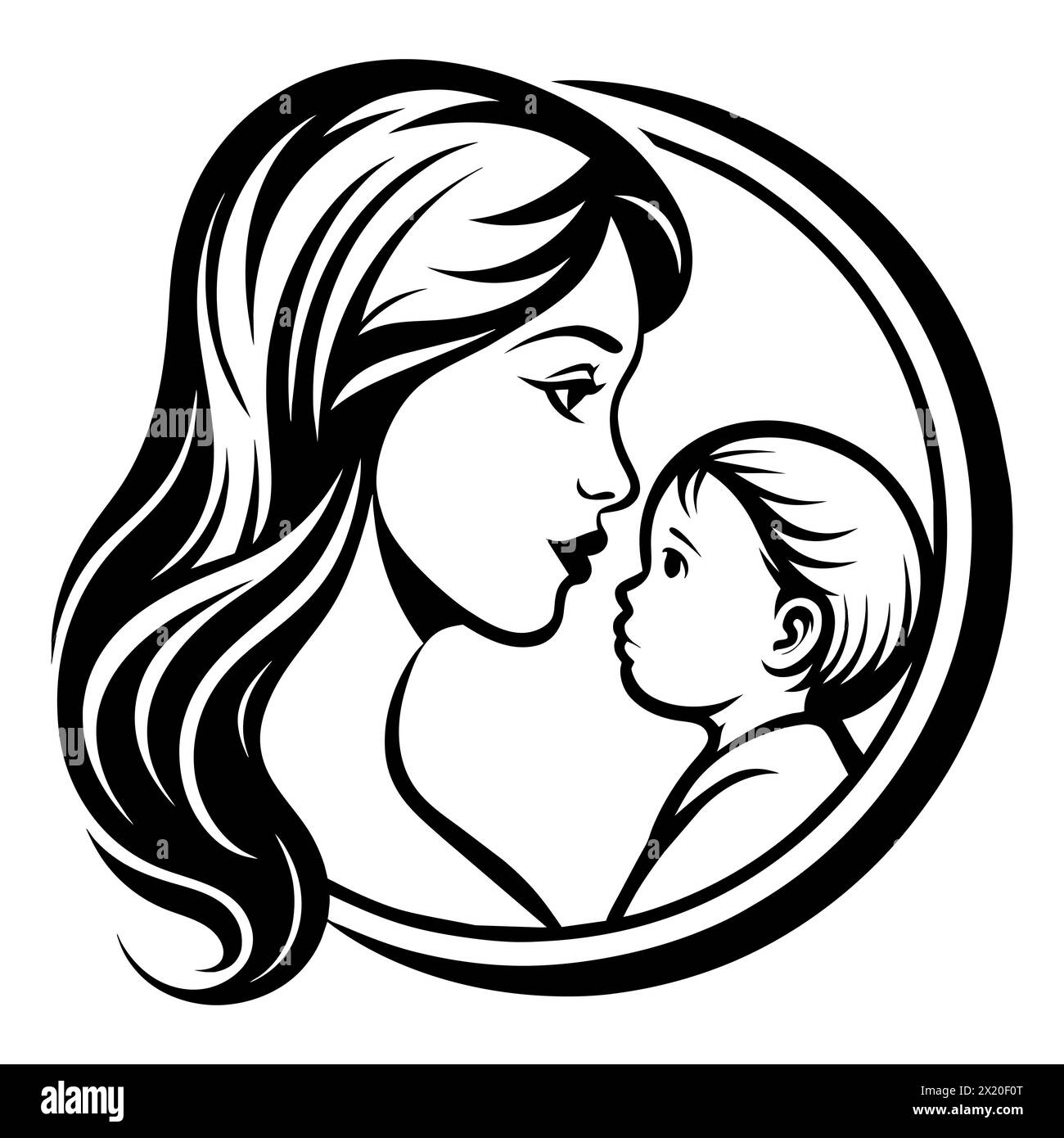 Atemberaubende Kunst im Stil der schwarzen Linie am Muttertag Stock Vektor