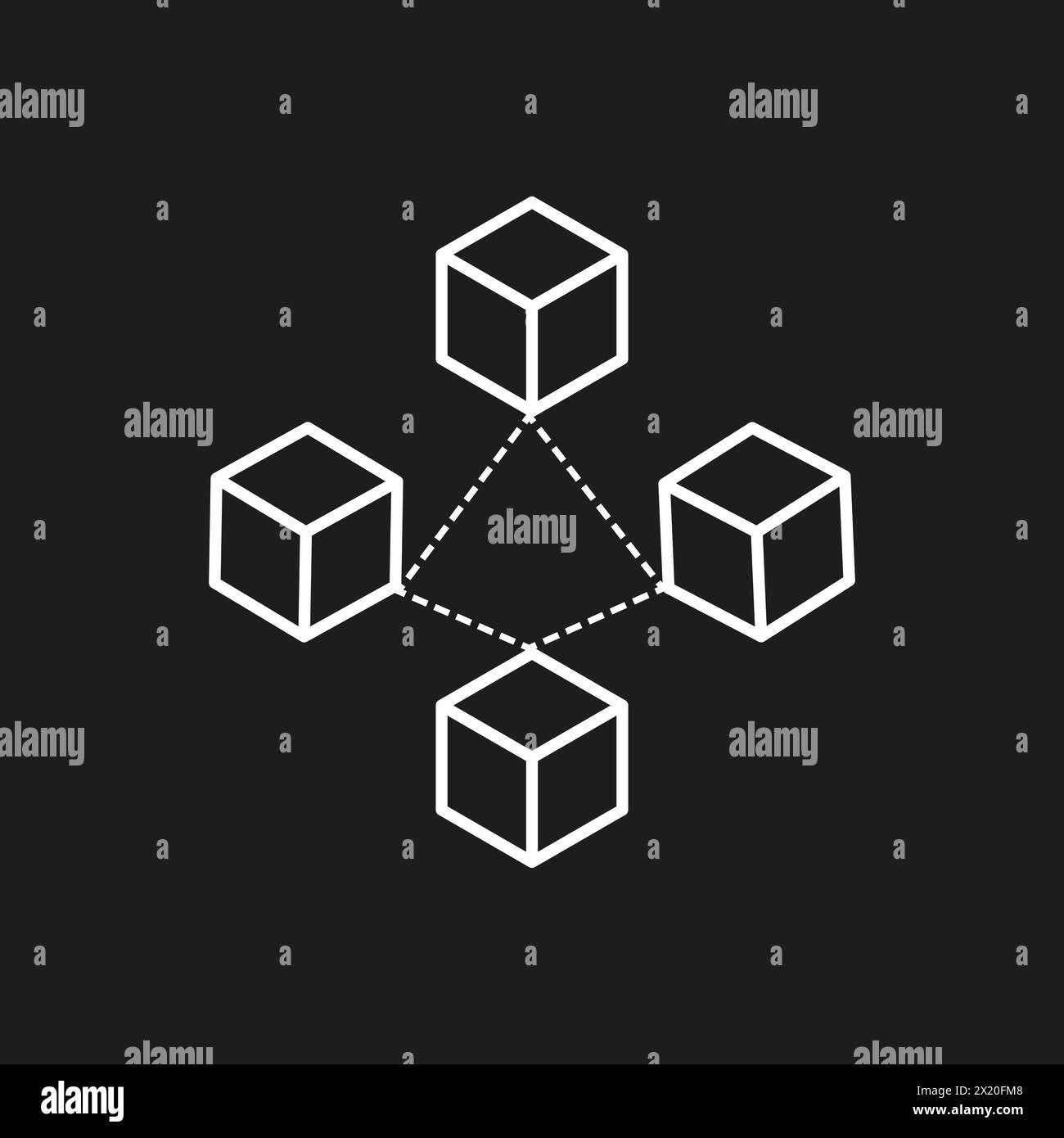 Abstraktes Cube-Netzwerk. 3D-Verbindungsstruktur. Isometrische Geometrie. Vektorabbildung. EPS 10. Stock Vektor