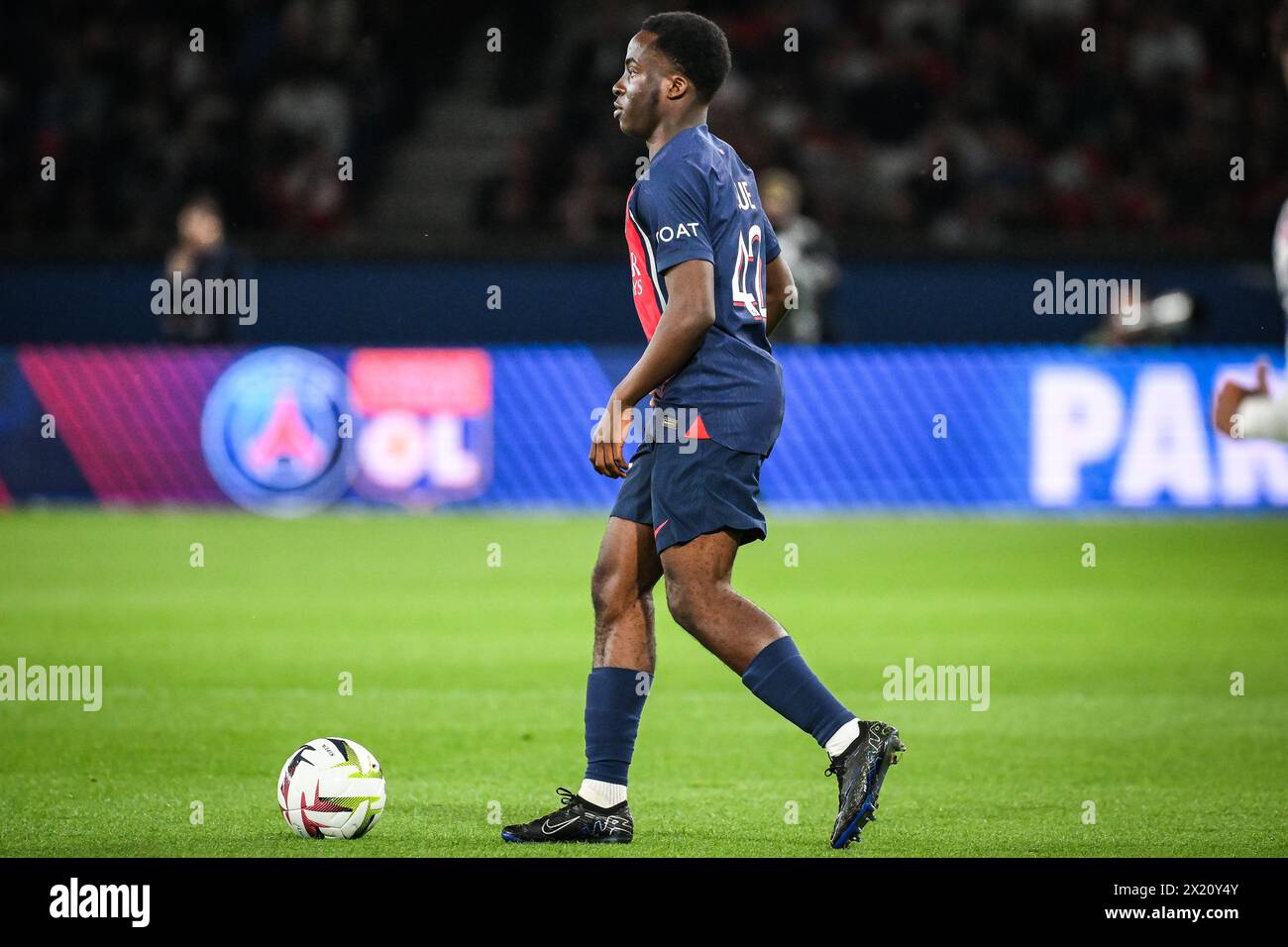 Paris, Frankreich. April 2024. PARIS, FRANKREICH - 6. APRIL: Yoram Zague von PSG während des Ligue 1 Uber Eats-Spiels zwischen Paris Saint-Germain und Clermont Foot 63 im Parc des Princes am 6. April 2024 in Paris. (Foto: Matthieu Mirville/BSR Agency) Credit: BSR Agency/Alamy Live News Stockfoto