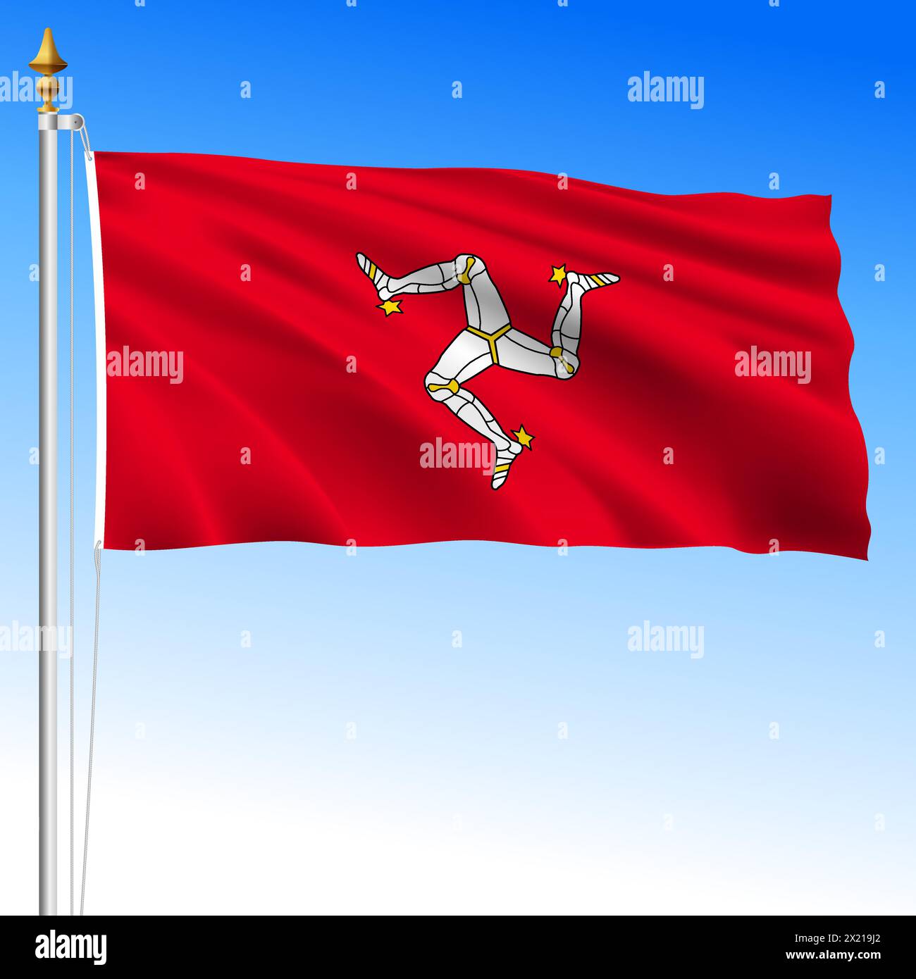 Isle of man, offizielle nationale Flagge, britisches Territorium, Vektor-Illustration Stock Vektor