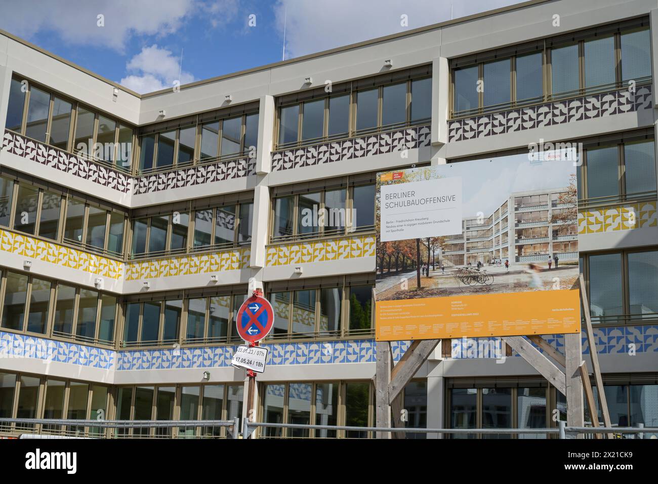 Neubau Grundschule, Nostizstraße, Kreuzberg, Friedrichshain-Kreuzberg, Berlin, Deutschland Stockfoto