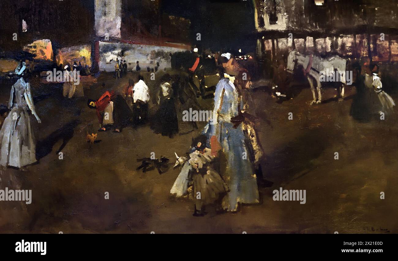 Abend auf dem Dam-Platz in Amsterdam 1890 George Hendrik Breitner 1857-1923 Königliches Museum der Schönen Künste der Niederlande, Antwerpen, Belgien, Belgien Stockfoto