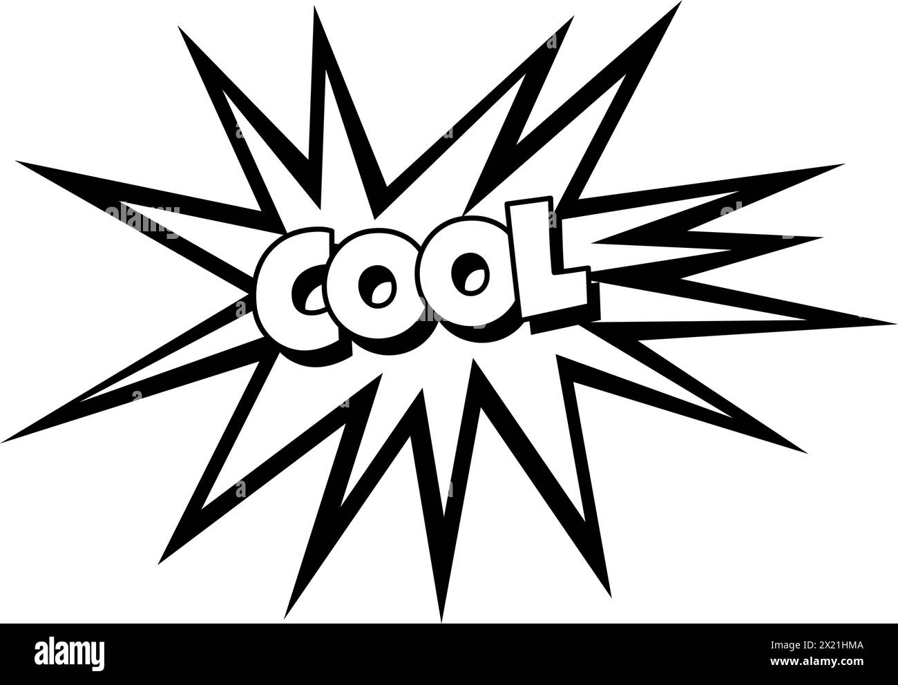 Comic-Blase. Sound Dialoge Sprechblasen mit Wort – cool. Pop-Art-Ausdruck in Schwarz-weiß-Farbe. Stock Vektor