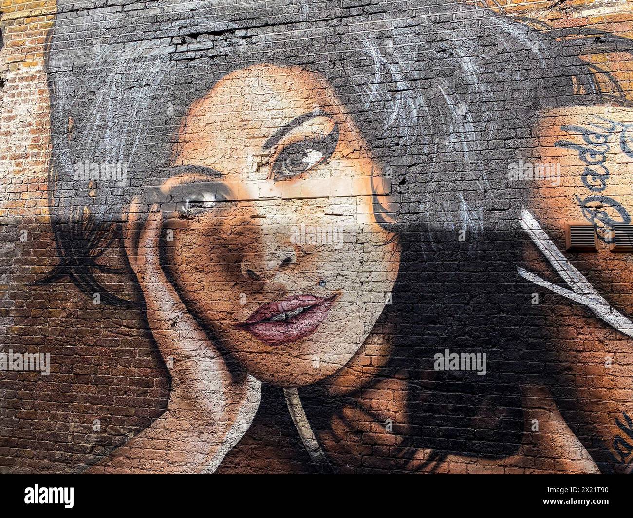 Ein Wandbild mit Amy Winehouse ist in der Nähe des Hawley Arms Pub in Camden in London zu sehen. (Foto: Mairo Cinquetti / SOPA Images/SIPA USA) Stockfoto