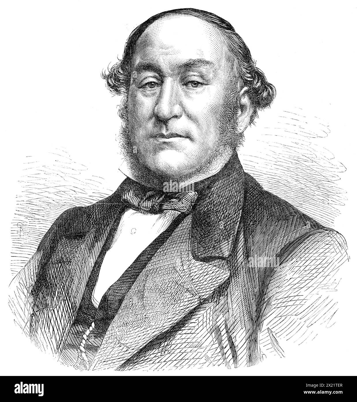 Captain Lott aus Persien, 1864. "Das Porträt, das wir vom bekannten Kommandanten des Cunard-Postdampfschiffs Persia geben, wird für all jene akzeptabel sein, die als Passagiere über den Atlantik unter seine Obhut gestellt wurden. In New York, wie auch an diesem Ende der Linie, werden seine Verdienste zu Recht anerkannt. Wir beobachten, dass neulich eine Unterhaltung im Delmonico's, den modischen Erfrischungsräumen dieser Stadt, stattfand, anlässlich der Präsentation von Captain Lott mit einem eleganten Silberteller, der von vielen Damen und Herren, die die Reise im Persi gemacht hatten, abonniert wurde Stockfoto