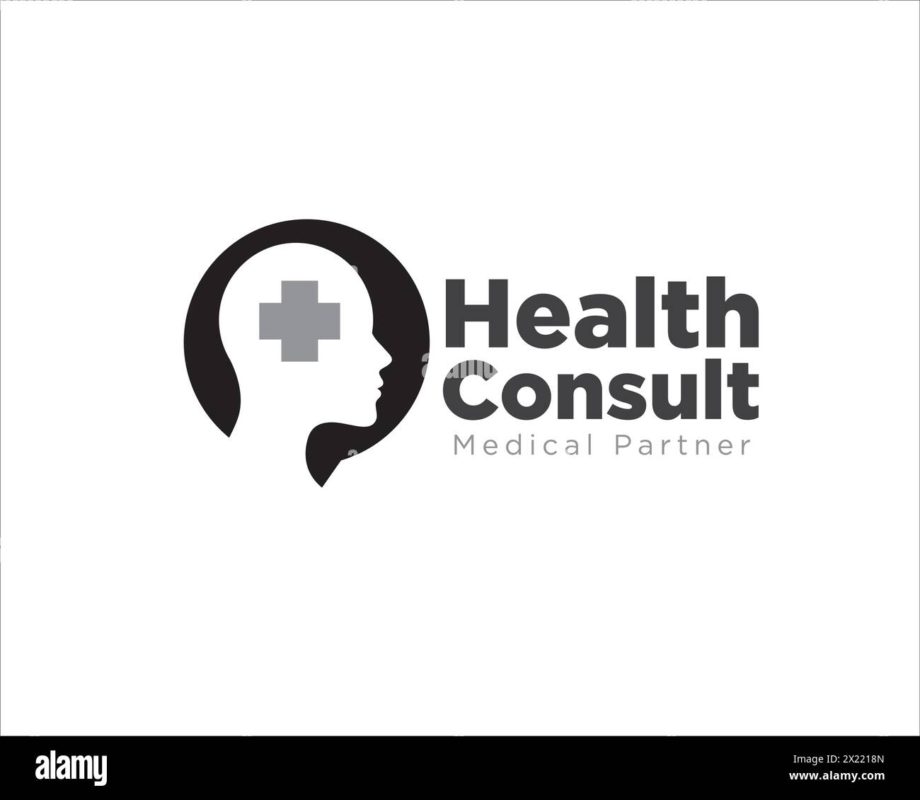 Mind Health Consult Logo-Designs für medizinischen Service und Pflege Stock Vektor