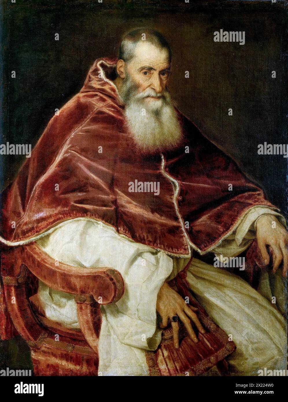 Porträt von Paul III. Von Tiziano Vecellio 1543 Stockfoto