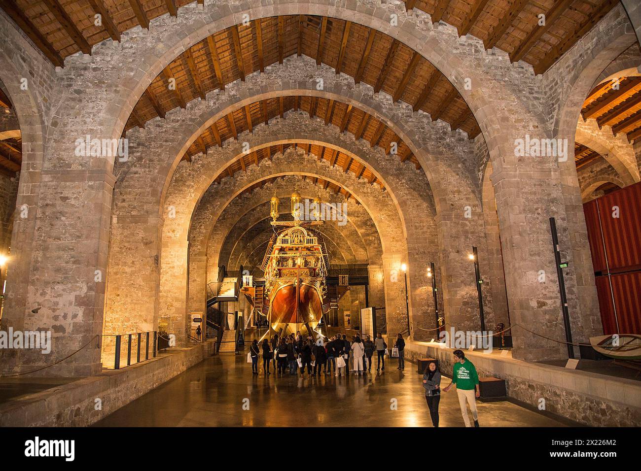 Barcelona: Maritime Museum, Nachbildung der Königlichen Galeere Stockfoto