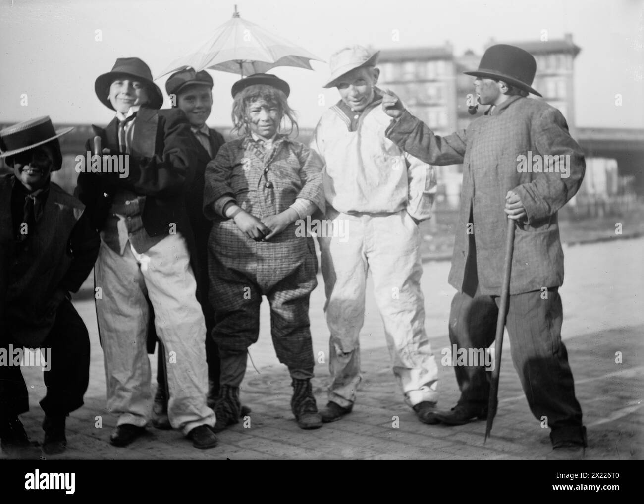 Thanksgiving Maskers, zwischen 1910 und 1915. Stockfoto